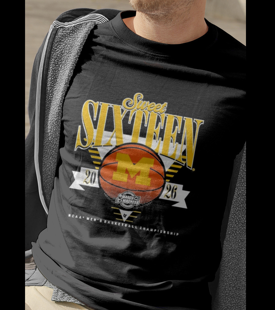 Michigan Wolverines Sweet Sixteen NCAA Men's Basketball Championship 2026 T-Shirt