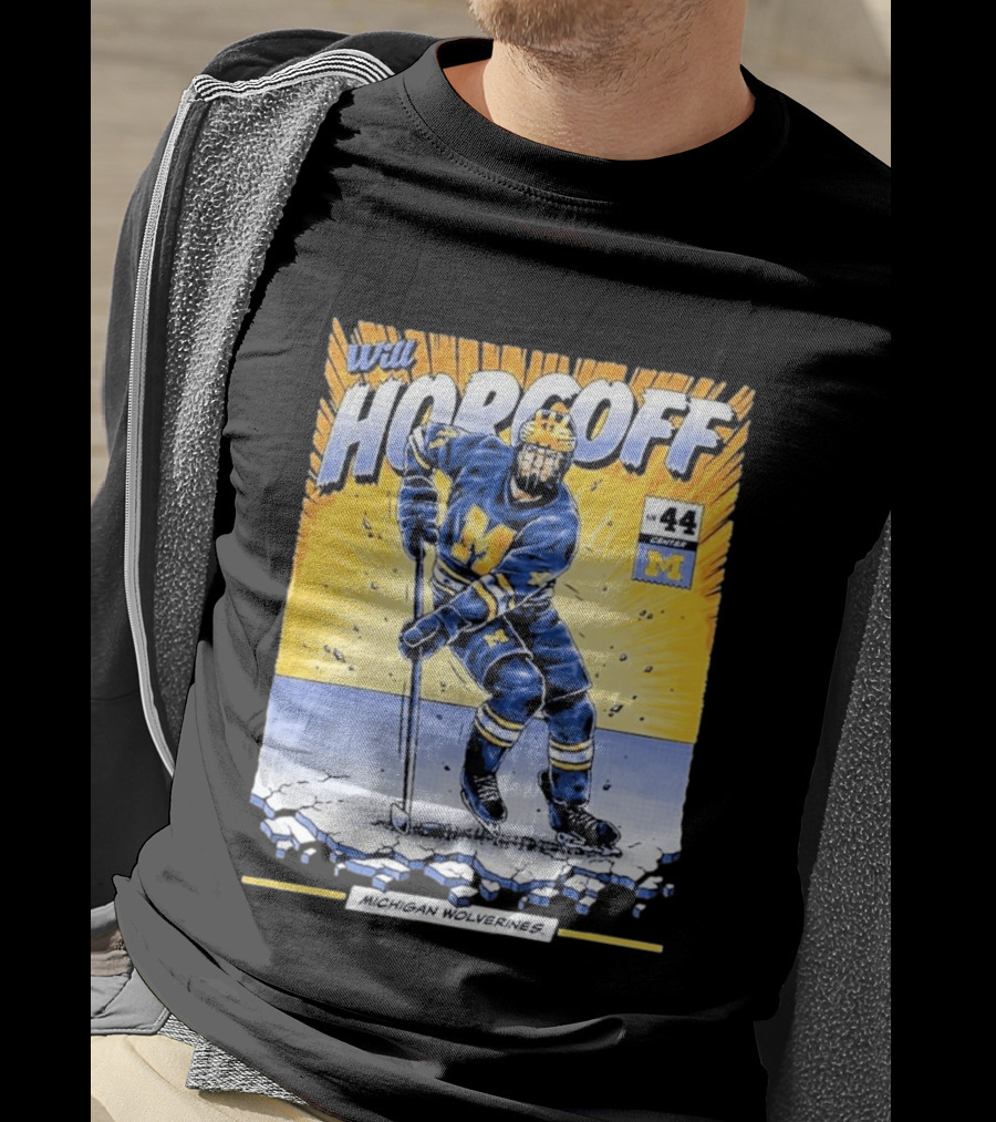 Michigan Wolverines Will Horcoff 44 Center Hockey Comic T-Shirt