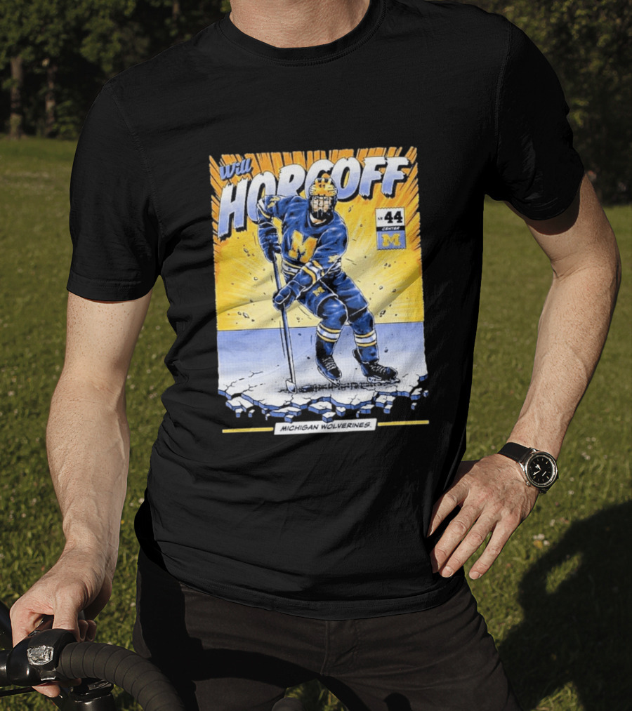 Michigan Wolverines Will Horcoff 44 Center Hockey Comic T-Shirt