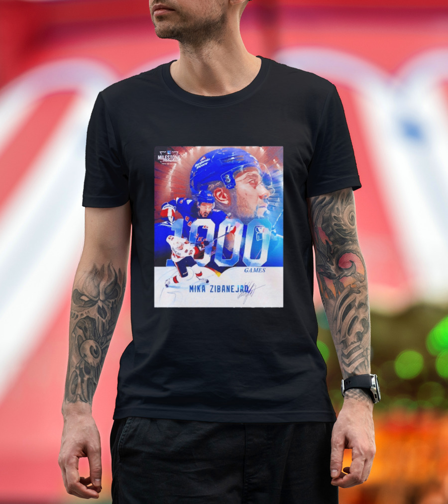 Mika Zibanejad New York Rangers 1000 Games Milestone NHL Career Celebration T-Shirt