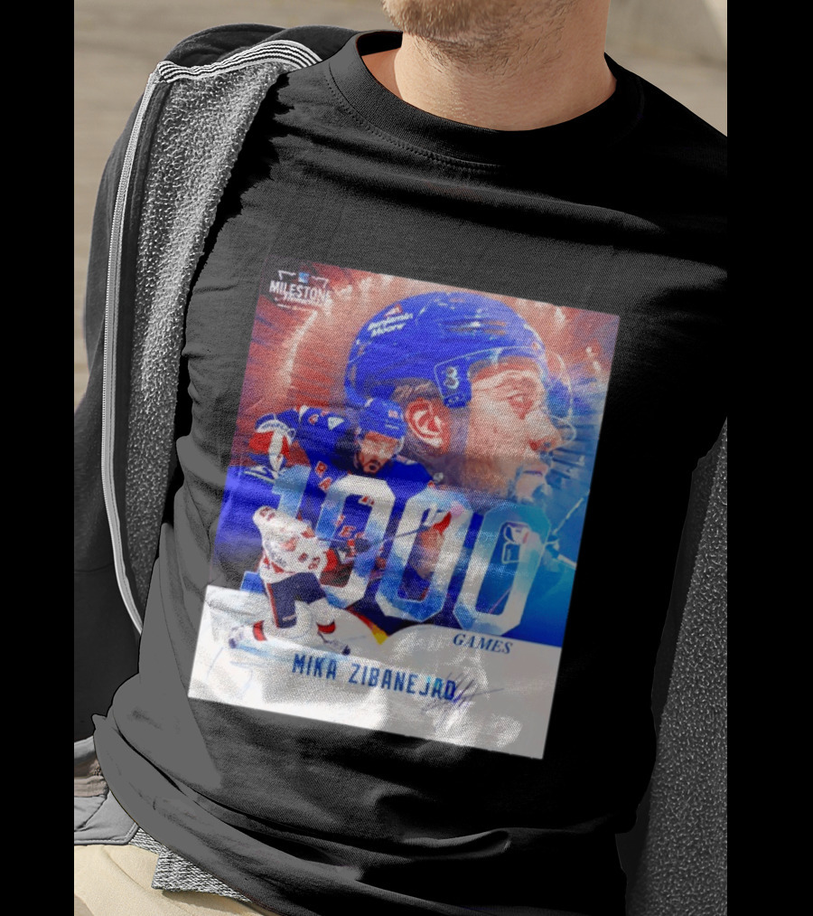 Mika Zibanejad New York Rangers 1000 Games Milestone NHL Career Celebration T-Shirt