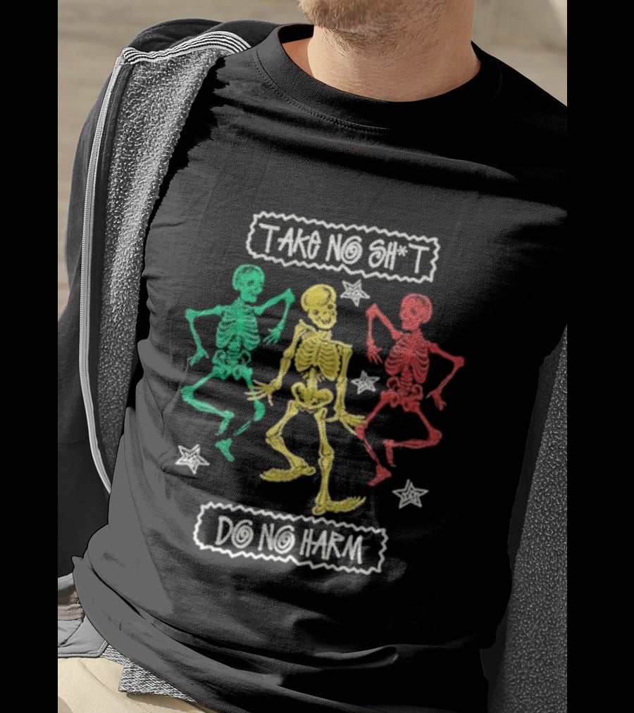 Mn+la Take No Shit Do No Harm Skeleton Trio With Stars T-Shirt