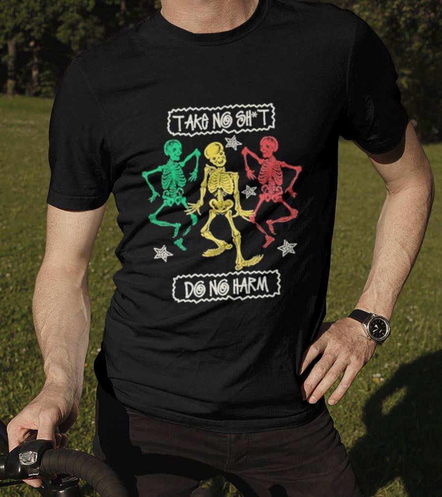 Mn+la Take No Shit Do No Harm Skeleton Trio With Stars T-Shirt