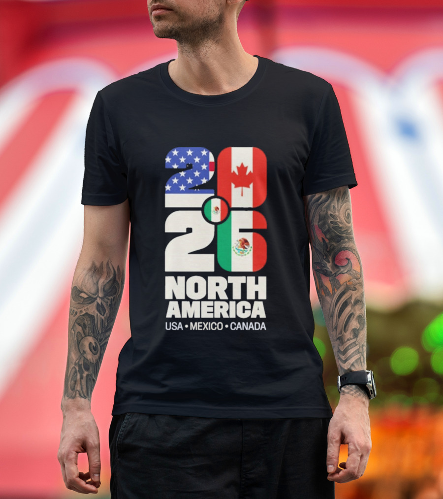 FIFA World Cup 2026 North America USA Mexico Canada Flags T-Shirt