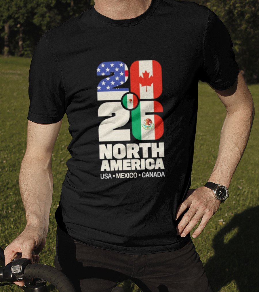 FIFA World Cup 2026 North America USA Mexico Canada Flags T-Shirt