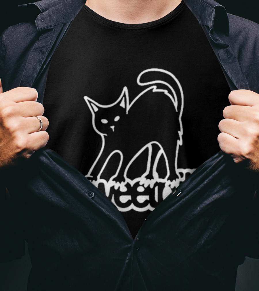 Sweet Pill Stretching Kitty Graphic Cat T-Shirt
