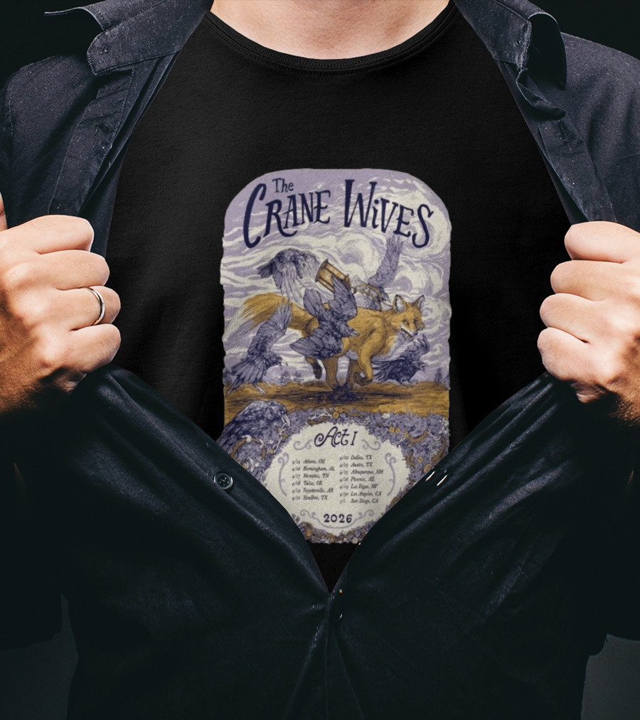 The Crane Wives Act I Tour 2026 Fox And Birds Concert T-Shirt