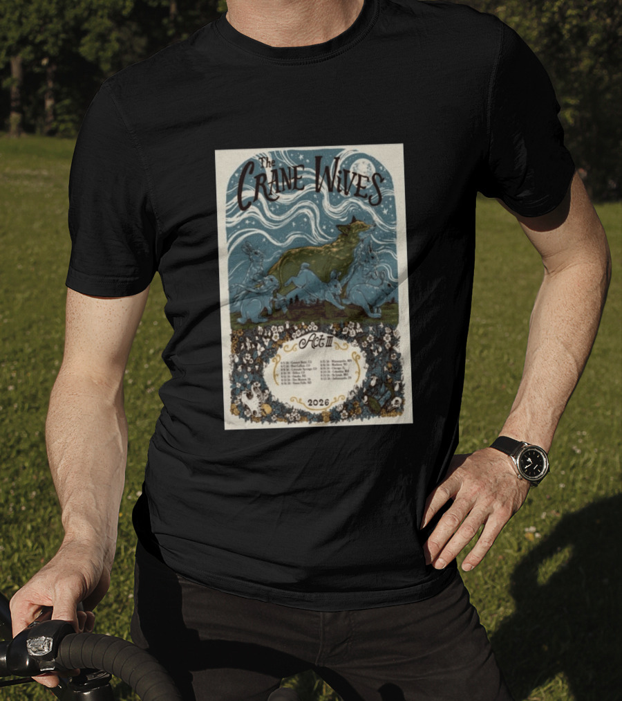 The Crane Wives Act III Concert Tour August 2026 Moonlit Forest Animals T-Shirt