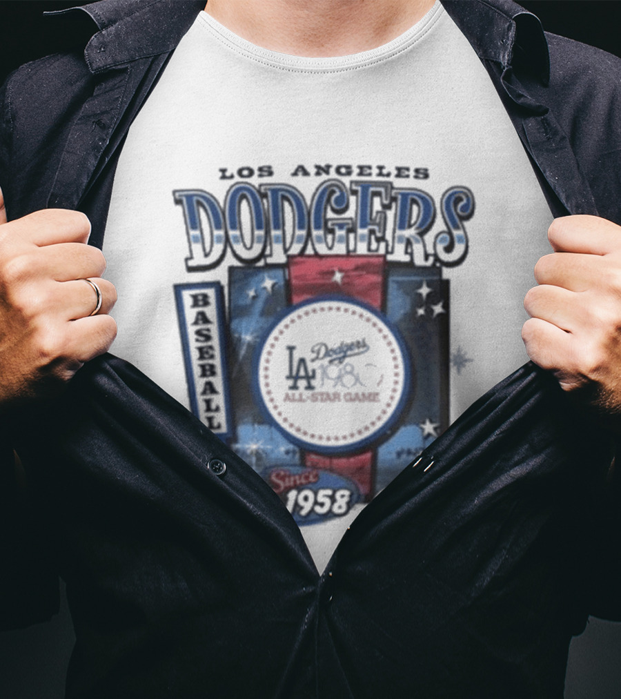 Los Angeles Dodgers Baseball Since 1958 Cooperstown Rawlings 47 T-Shirt