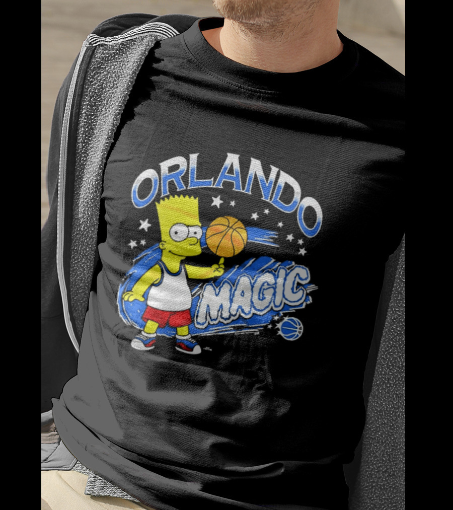 Bart Simpsons Orlando Magic NBA Basketball Cartoon T-Shirt