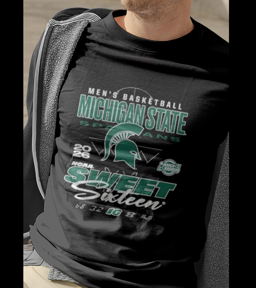 Michigan State Spartans Men's Basketball 2026 March Madness Sweet Sixteen 32 16 8 4 T-Shirt