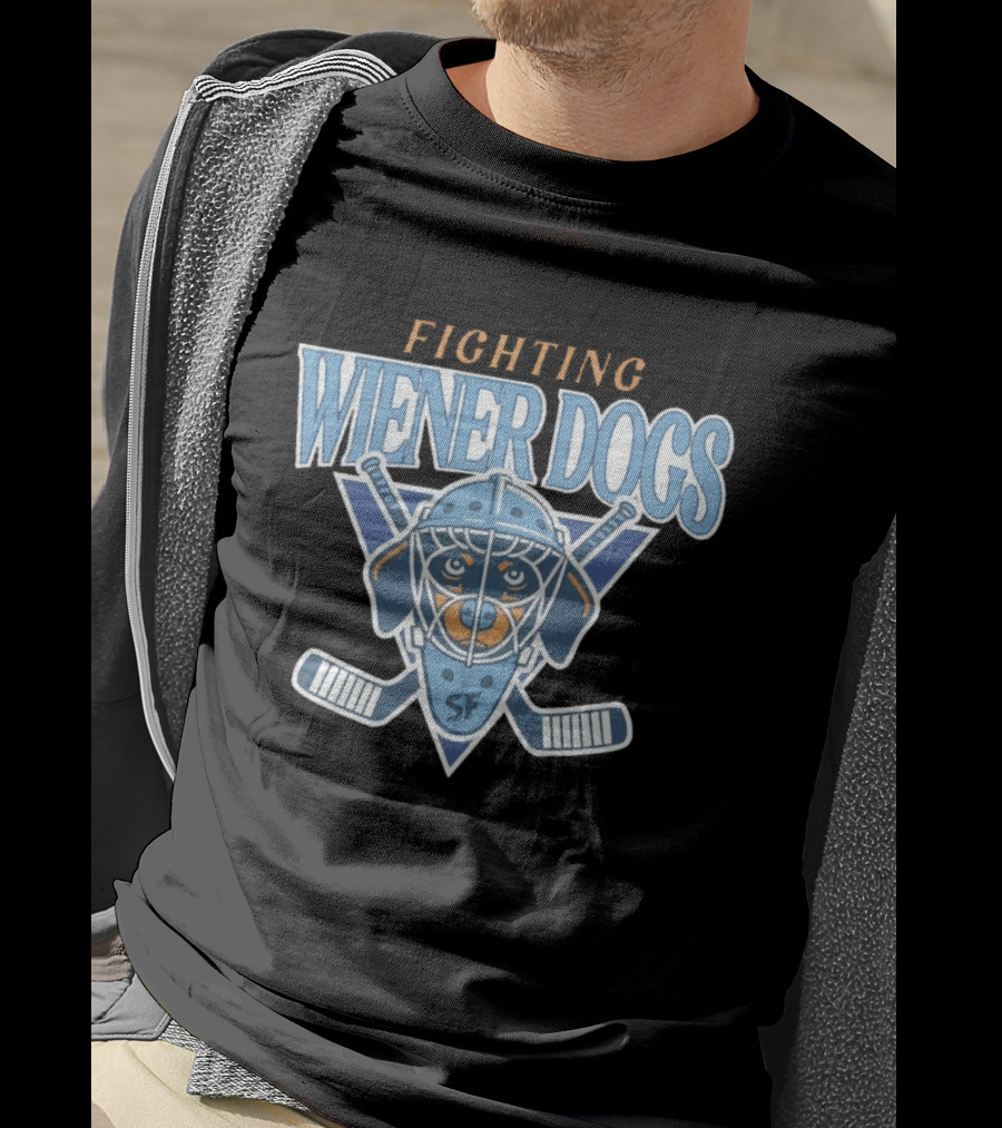 Fighting Wiener Dogs Hockey Mask SF Crossed Sticks T-Shirt