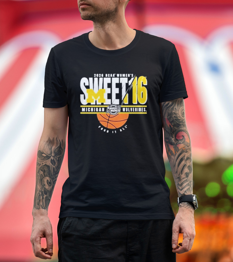 2026 NCAA Women's Sweet 16 Michigan Wolverines Basketball Go Blue T-Shirt