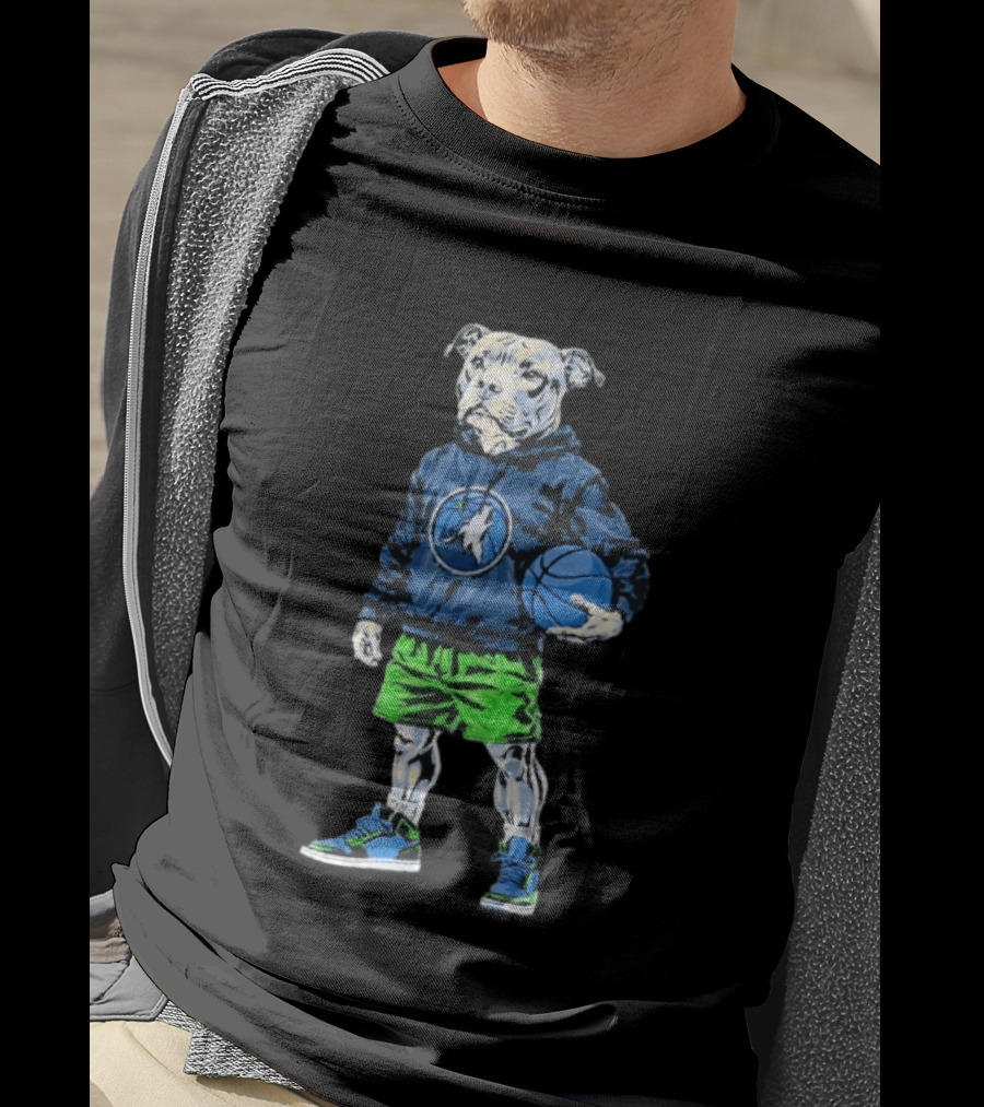 Hoop Dogs Pit Bull Minnesota Timberwolves Basketball T-Shirt
