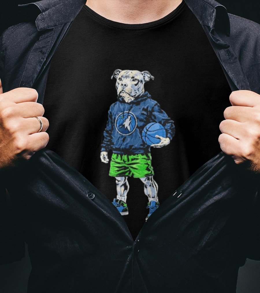 Hoop Dogs Pit Bull Minnesota Timberwolves Basketball T-Shirt
