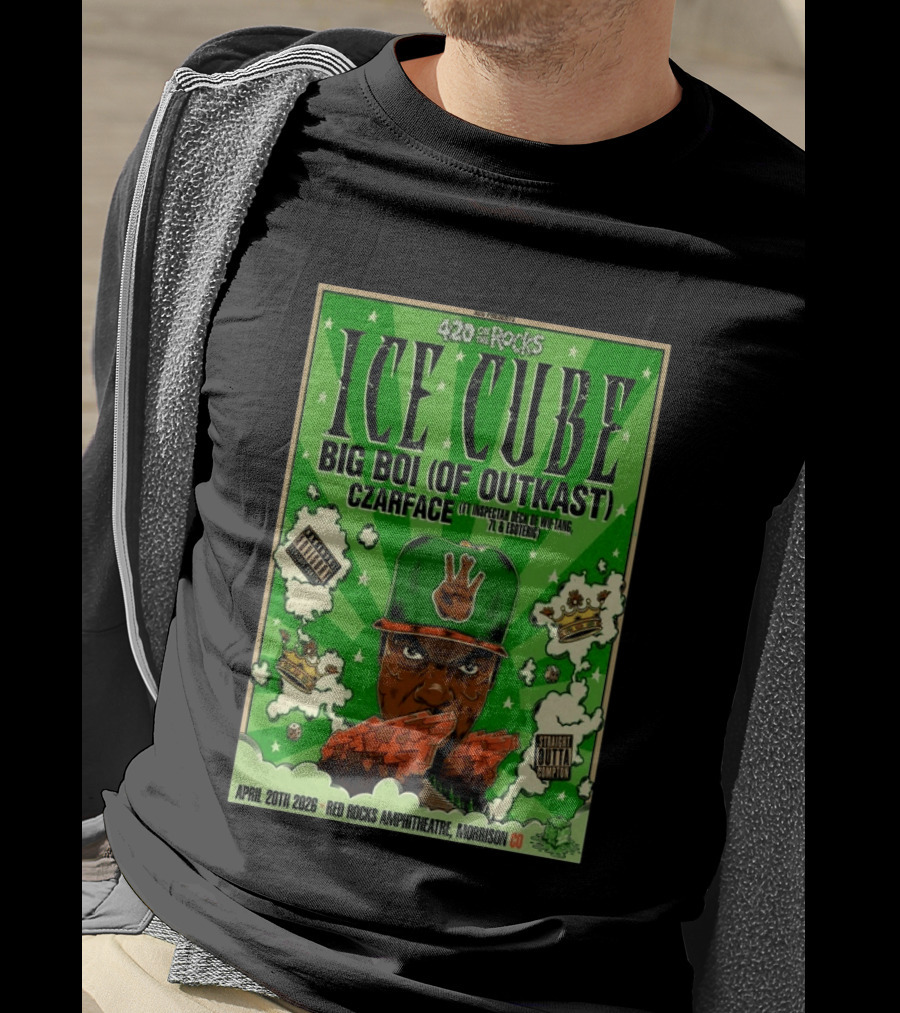 420 On The Rocks Ice Cube Big Boi Czarface Red Rocks Apr 20 2026 T-Shirt