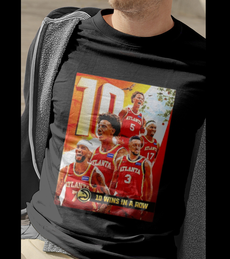 Atlanta Hawks NBA 10 Wins In A Row Players Celebration T-Shirt