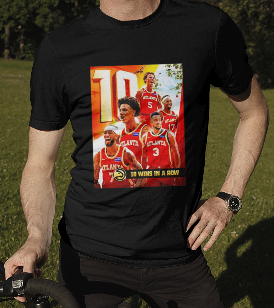 Atlanta Hawks NBA 10 Wins In A Row Players Celebration T-Shirt