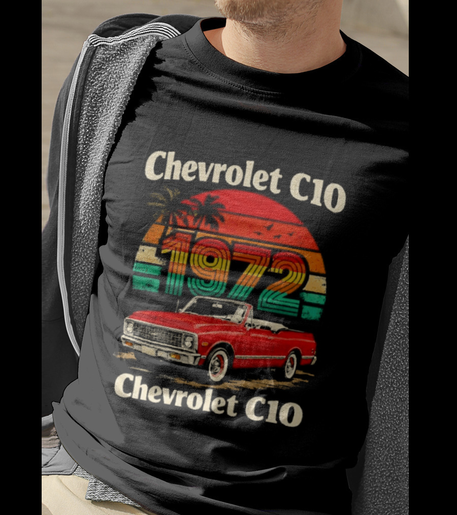 Chevrolet C10 1972 Vintage Sunset Red Pickup T-Shirt