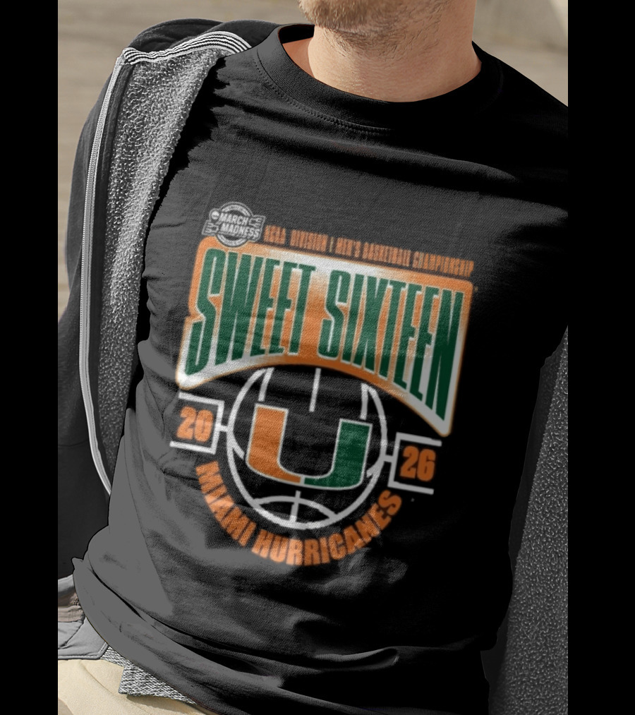 NCAA Division I Men's Basketball March Madness 2026 Sweet Sixteen Miami Hurricanes T-Shirt