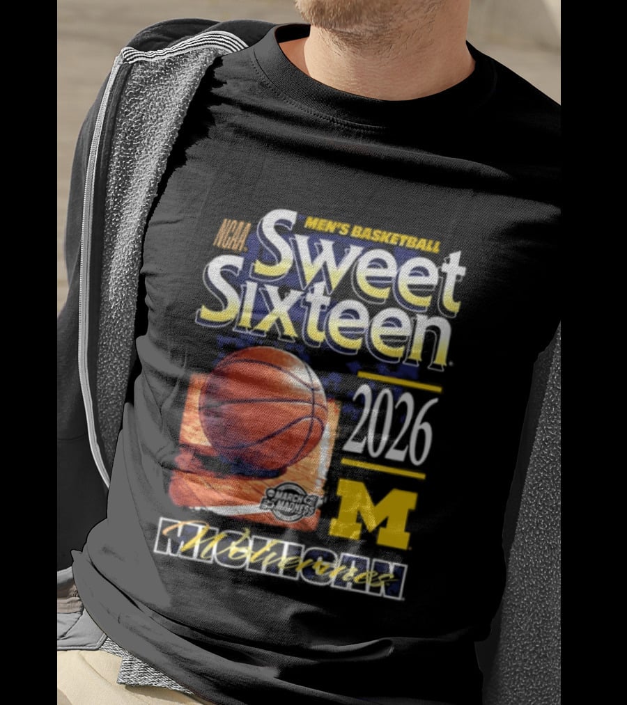 Michigan Wolverines Sweet Sixteen 2026 Basketball NCAA Bound T-Shirt