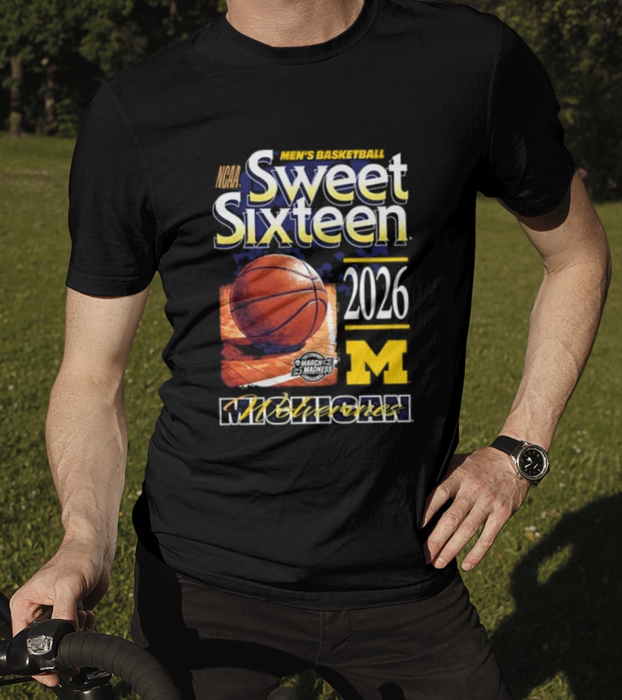 Michigan Wolverines Sweet Sixteen 2026 Basketball NCAA Bound T-Shirt