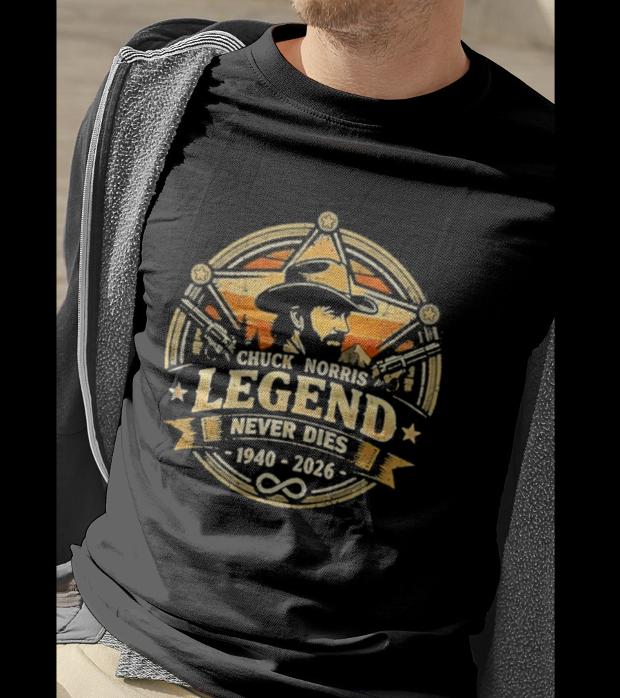 Chuck Norris Legend Never Dies Cowboy 1940 2026 Infinity T-Shirt