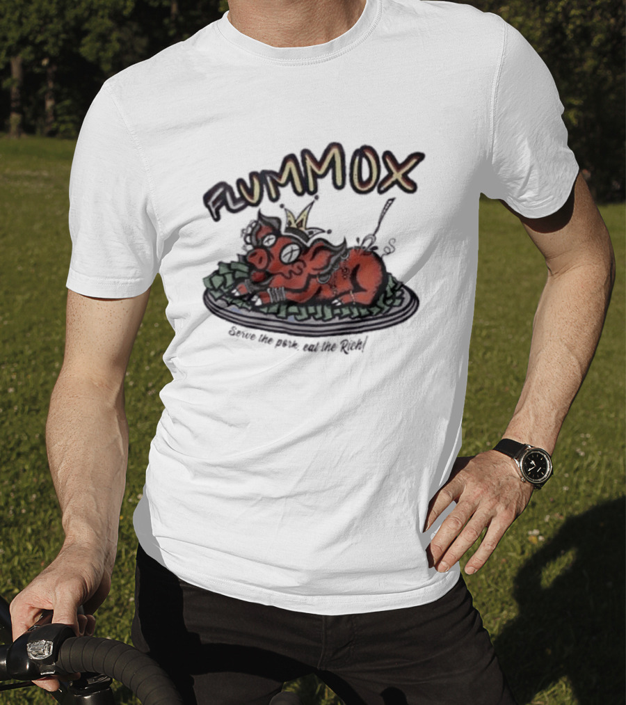 Flummox Serve The Pork Eat The Rich Pig With Money And Crown T-Shirt