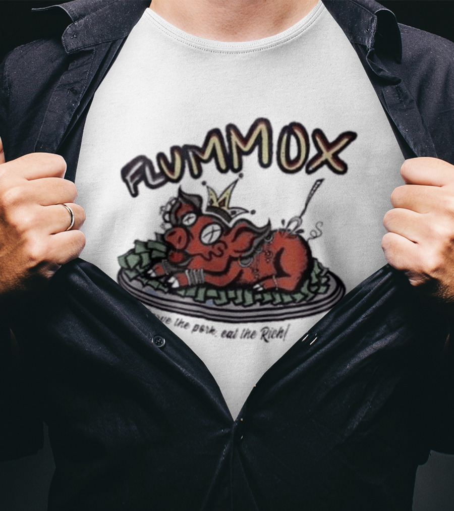 Flummox Serve The Pork Eat The Rich Pig With Money And Crown T-Shirt