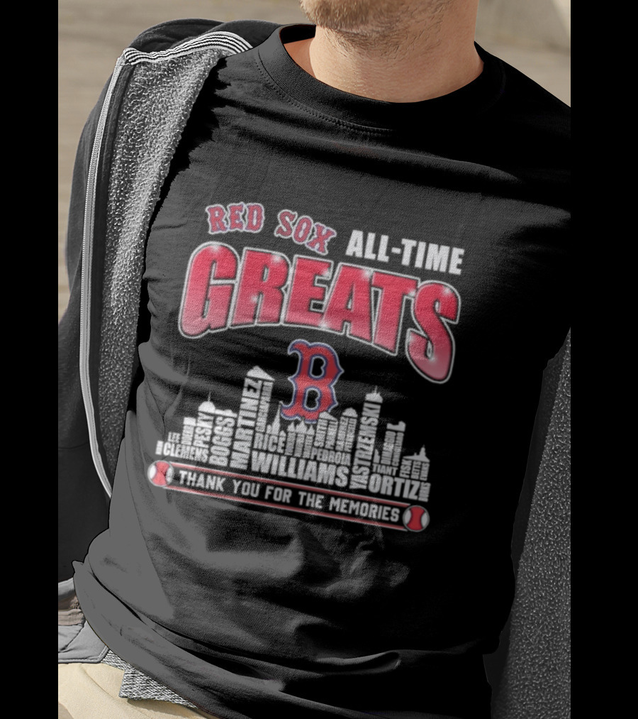 Red Sox All Time Greats Boston Skyline Williams Ortiz Thank You For The Memories T-Shirt