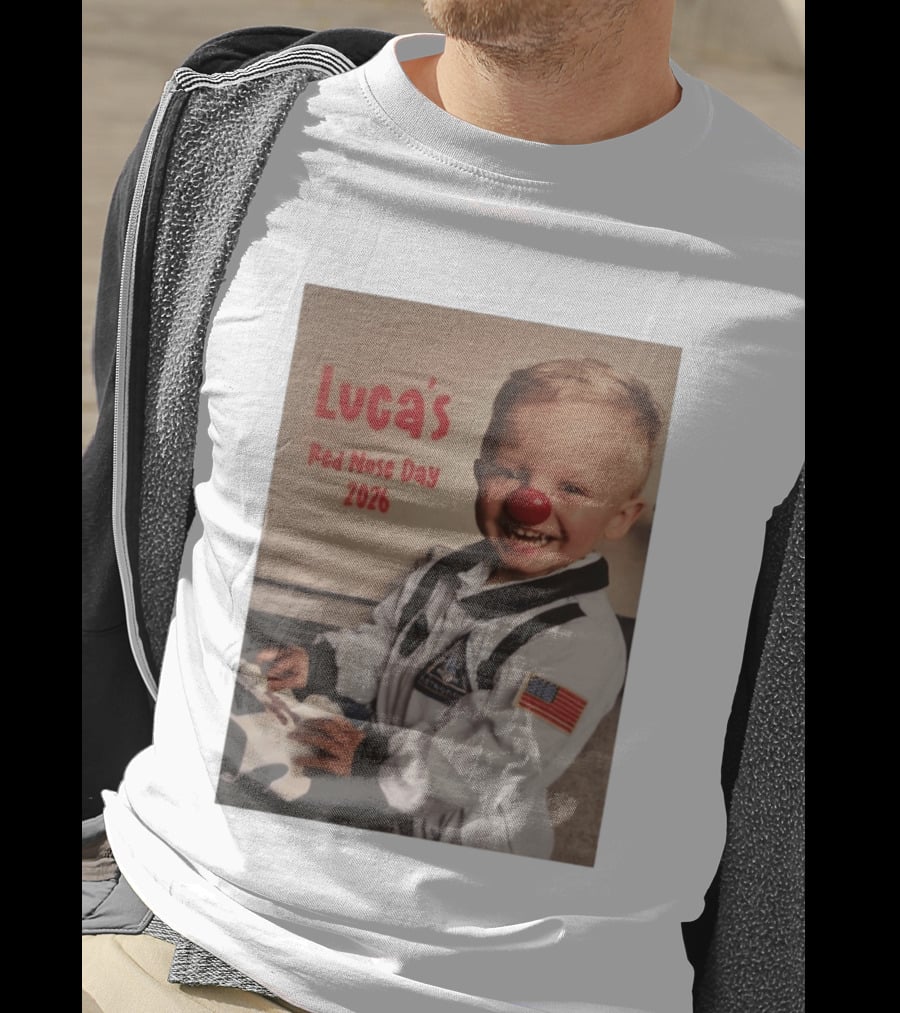 Luca's Red Nose Day 2026 Astronaut American Flag Kid's Costume Space T-Shirt