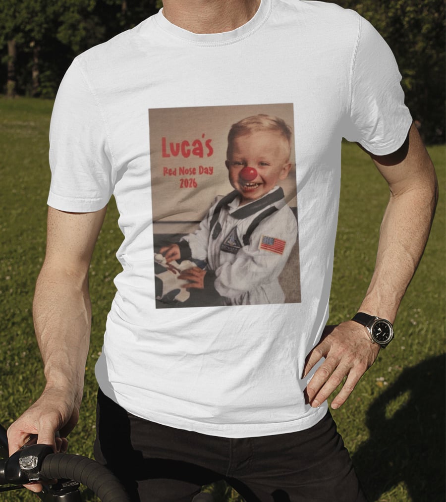Luca's Red Nose Day 2026 Astronaut American Flag Kid's Costume Space T-Shirt