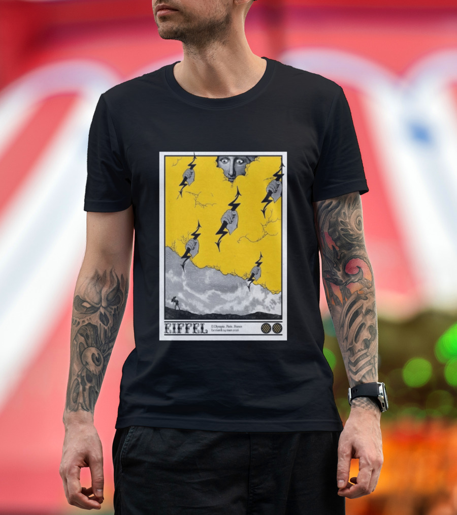 Eiffel L'Olympia Paris France Mar 24 2026 Lightning Cloud T-Shirt