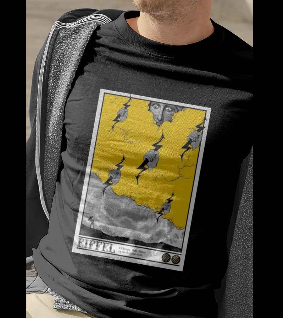 Eiffel L'Olympia Paris France Mar 24 2026 Lightning Cloud T-Shirt