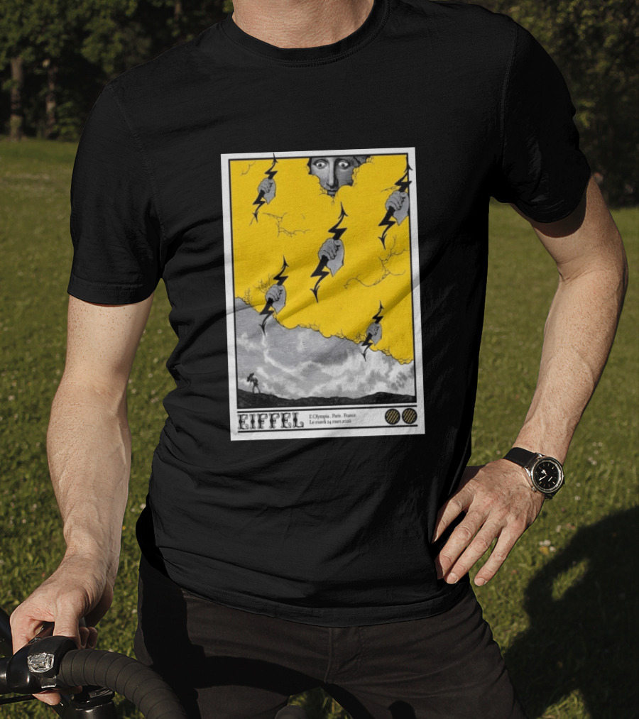 Eiffel L'Olympia Paris France Mar 24 2026 Lightning Cloud T-Shirt