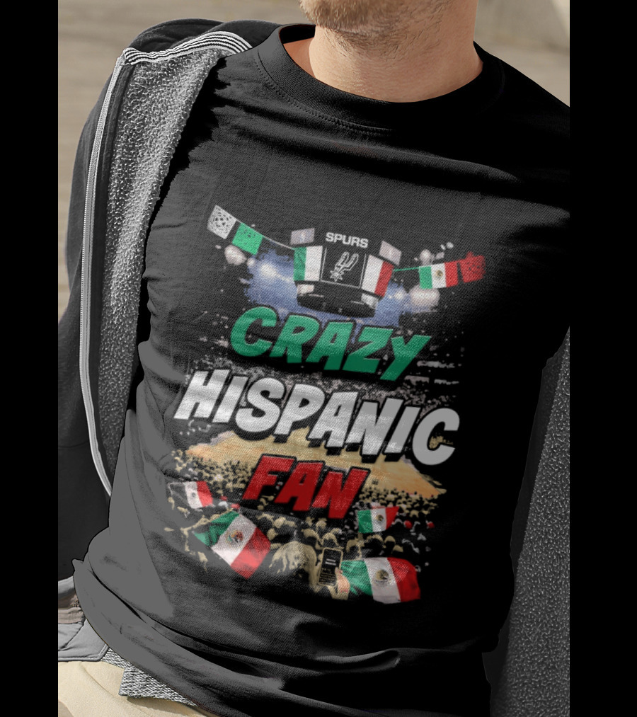 Splurs Crazy Hispanic Fan Mexican Flag Fists Flags T-Shirt
