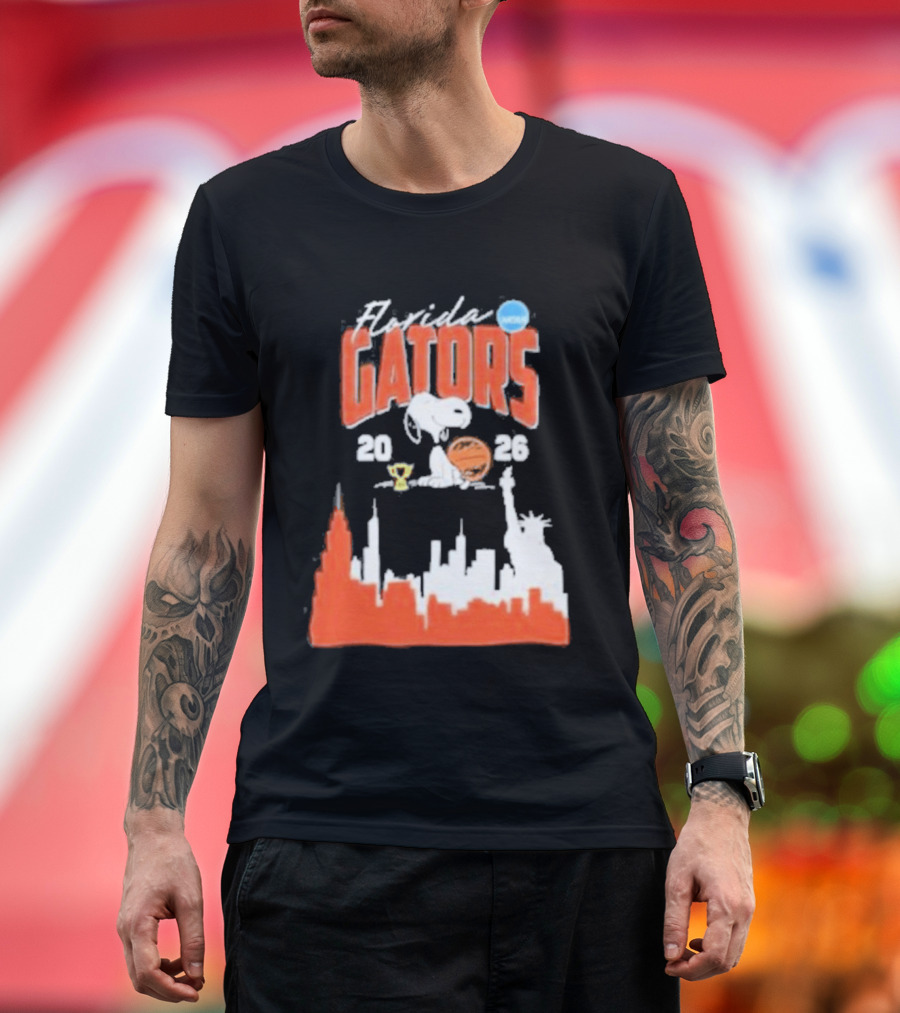 Florida Gators Snoopy Basketball 2026 NYC Skyline T-Shirt