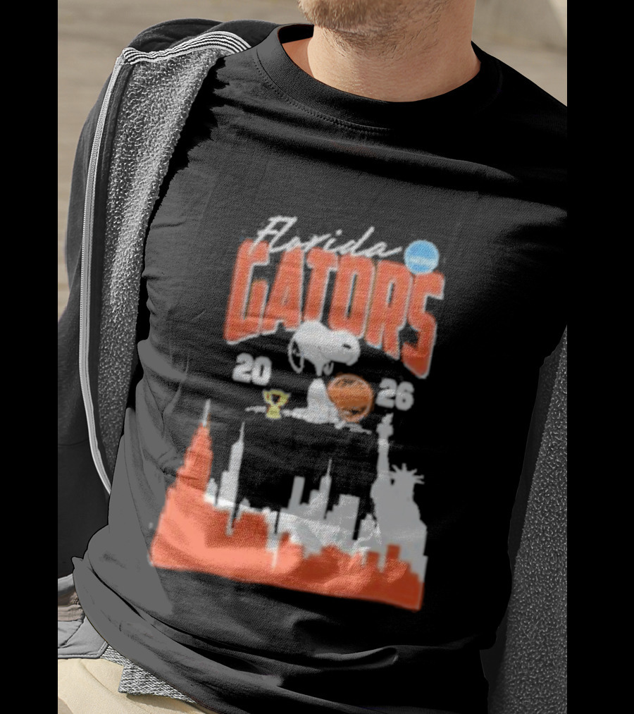 Florida Gators Snoopy Basketball 2026 NYC Skyline T-Shirt
