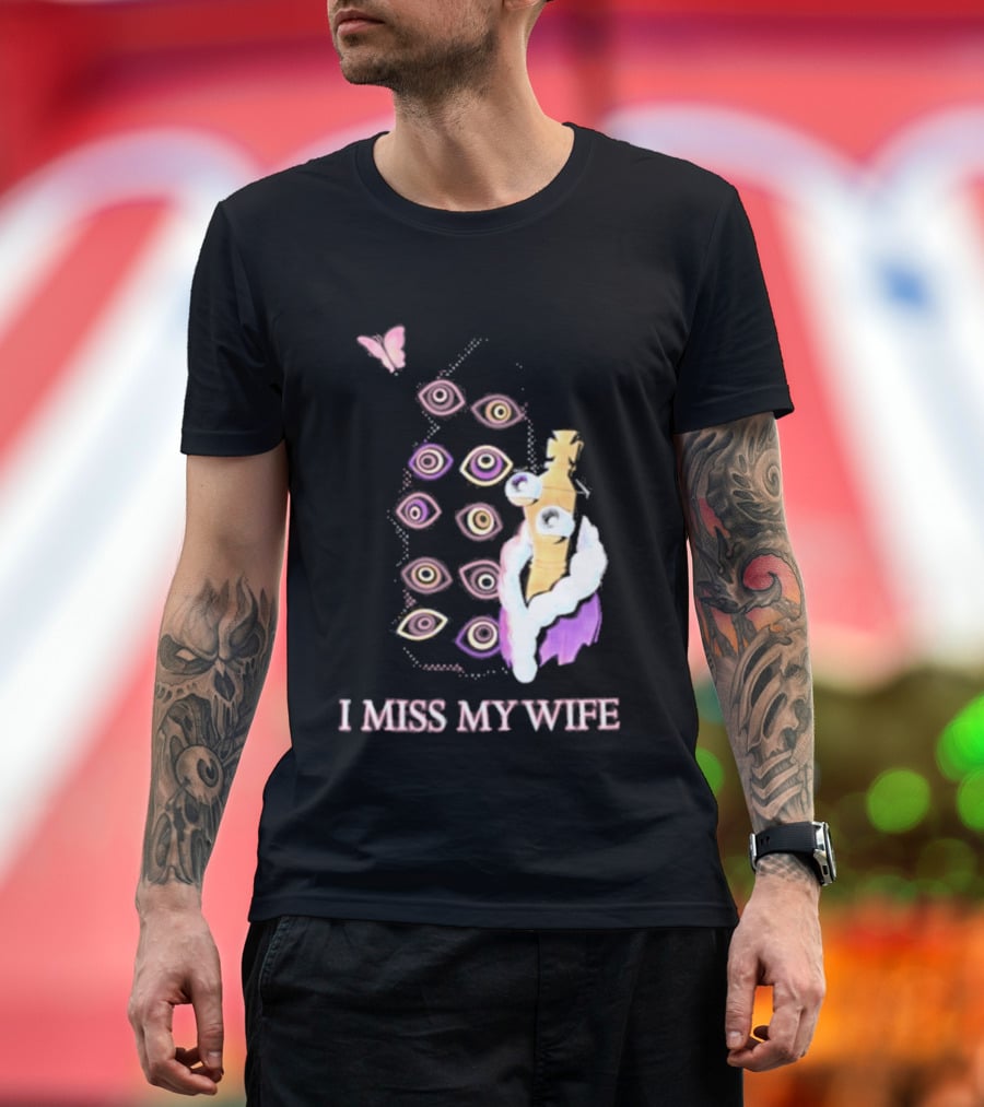 Glitch Productions I Miss My Wife Eyes and Figure with Butterfly T-Shirt