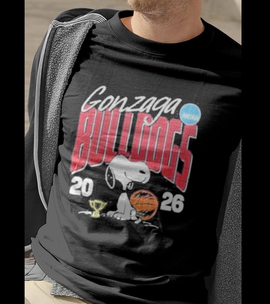 Gonzaga Bulldogs Snoopy NCAA Tournament 2026 Basketball Trophy T-Shirt