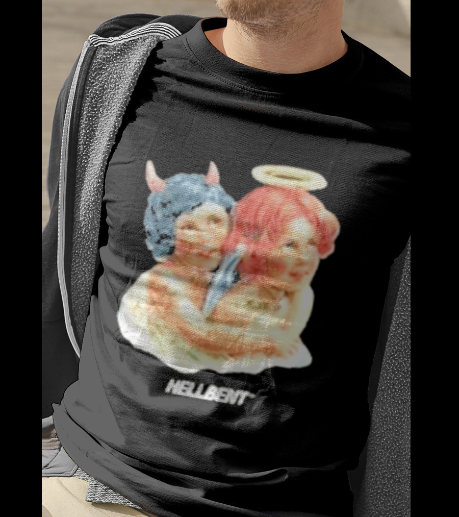 Hellbentrecs Saints Sinners Cherubs With Halo And Horns T-Shirt