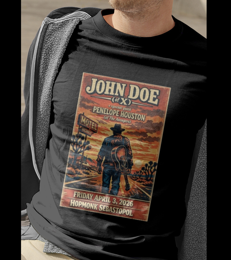 John Doe Of X Tour April 3 2026 Hopmonk Sebastopol Featuring Penelope Houston T-Shirt