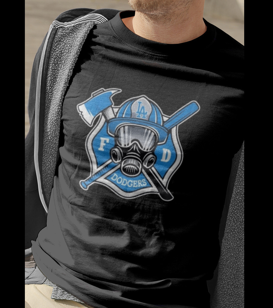 LA Dodgers Firefighter Tribute Axe And Mask T-Shirt
