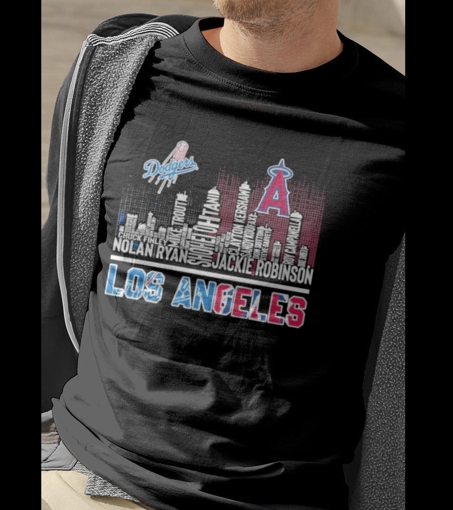 Los Angeles Dodgers Angels Skyline Typography City Baseball Fans T-Shirt