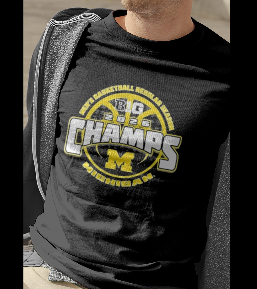 Men's Basketball Regular Season Big 2026 Champs Michigan M T-Shirt