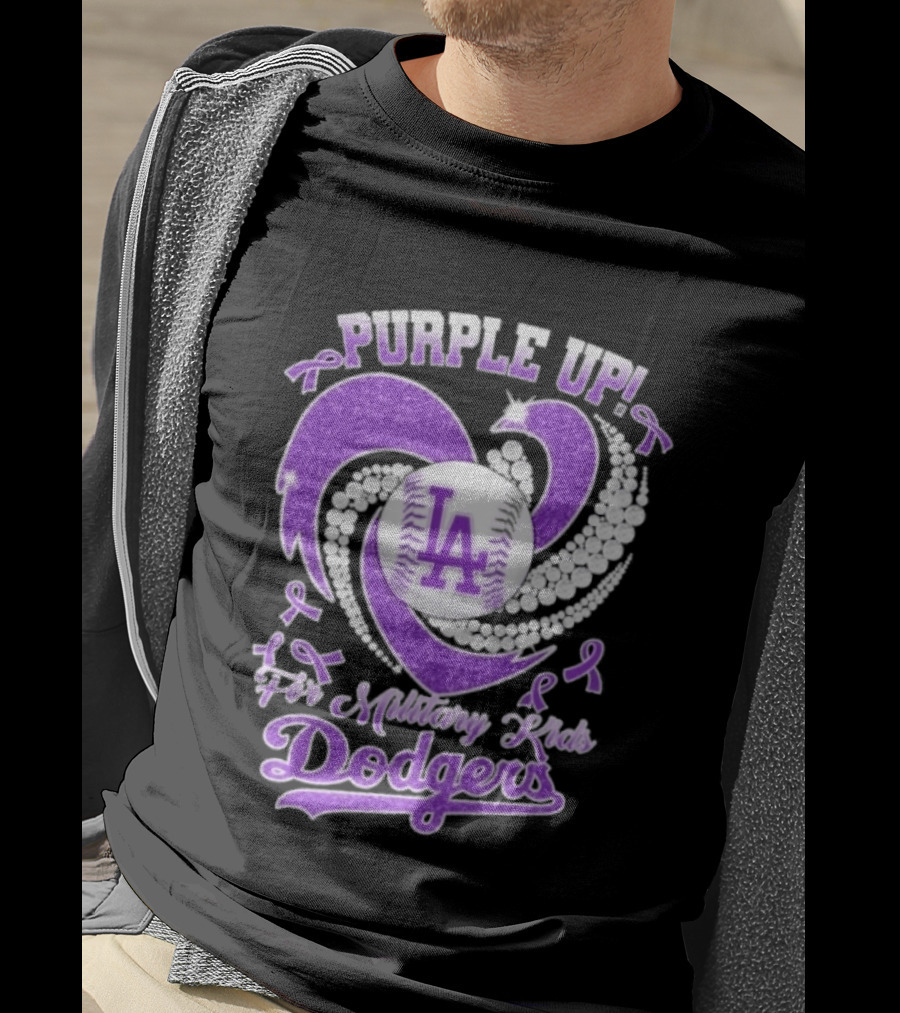 Purple Up Heart LA For Military Kids Dodgers T-Shirt
