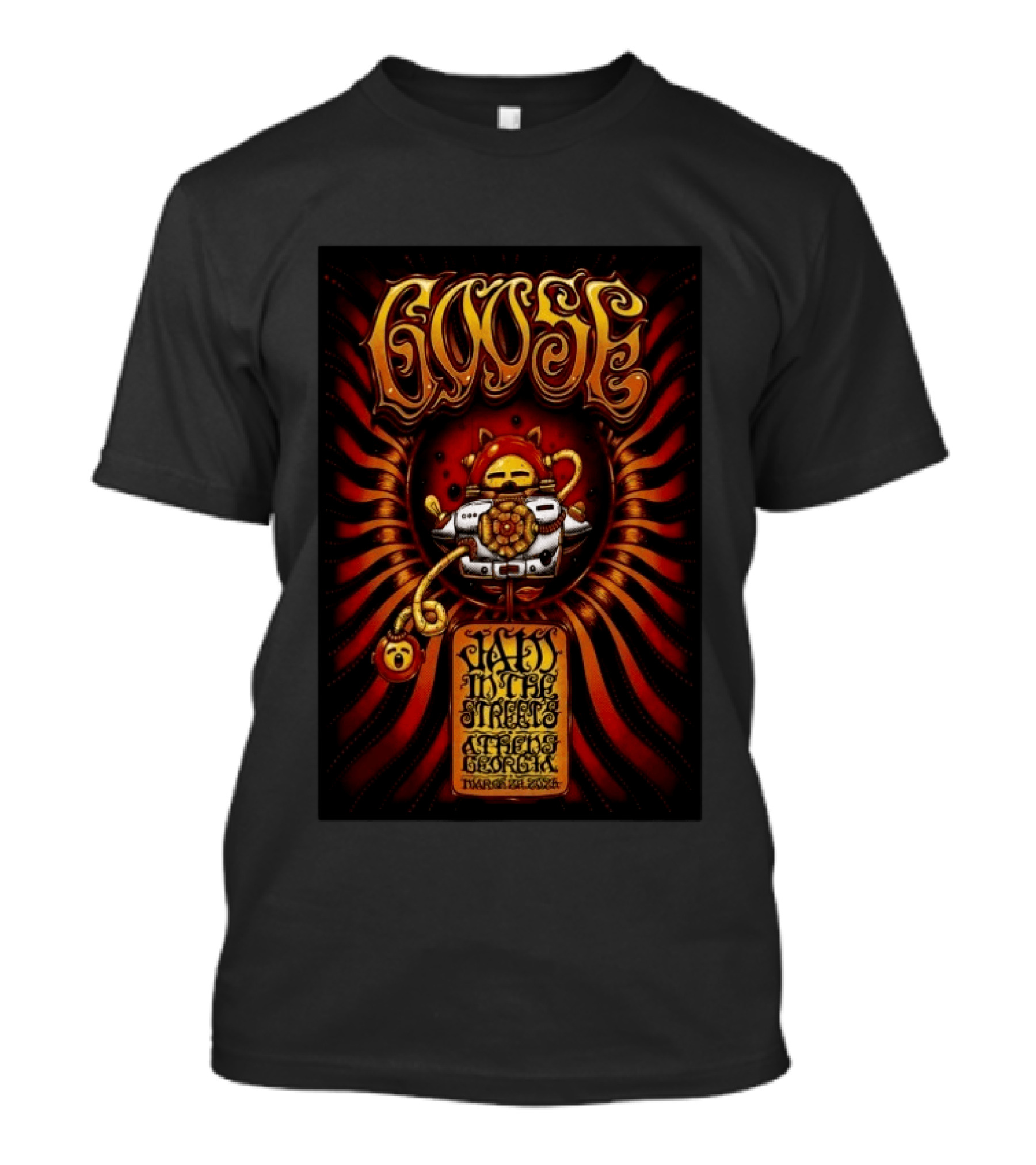 Goose Jam In The Streets Athens Georgia March 28 2026 Retro Robot Spiral T-Shirt