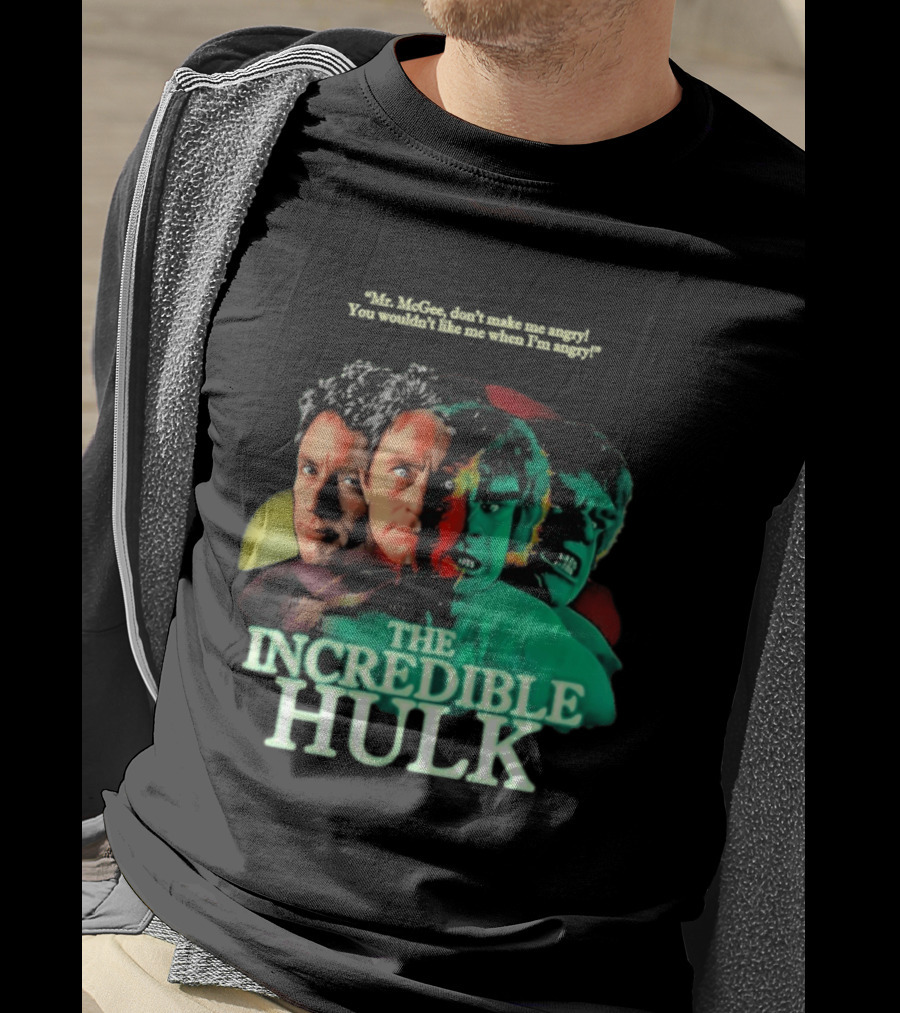 The Incredible Hulk TV Series Bill Bixby Lou Ferrigno Mr McGee Don't Make Me Angry You Wouldn't Like Me When I'm Angry T-Shirt