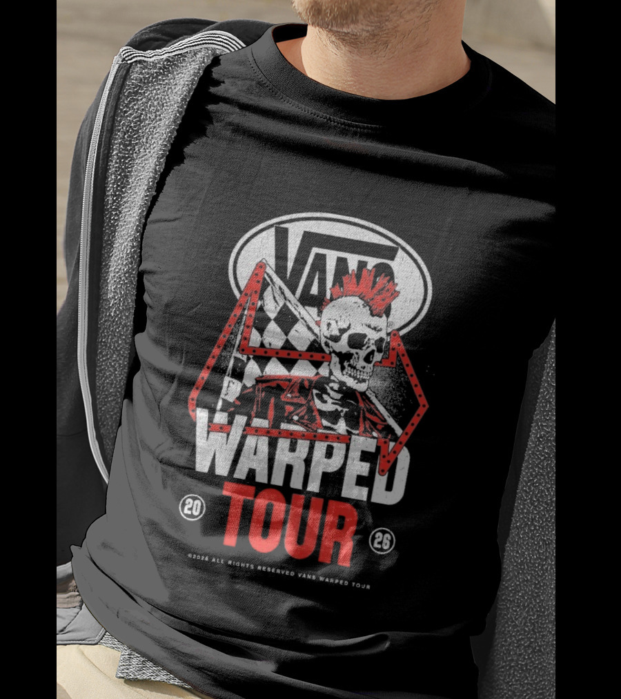 Vans Warped Tour Outlaw Checkered Skull Punk 2023 T-Shirt