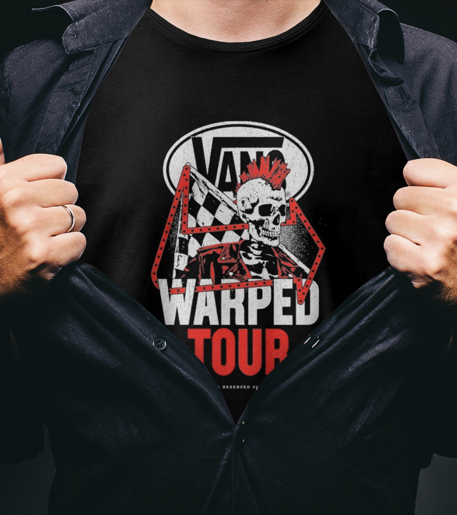 Vans Warped Tour Outlaw Checkered Skull Punk 2023 T-Shirt